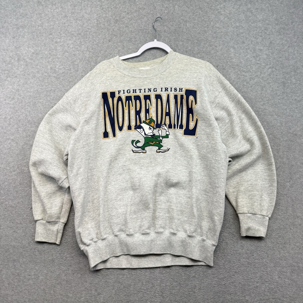 Vintage Tultex Notre Dame Fighting Irish Sweatshirt Size XL USA Made Gray 90s